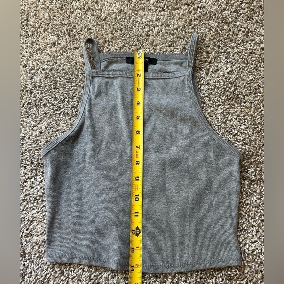 Forever 21 Gray Ribbed Square Neck Cropped Tank Top - Picture 5 of 5